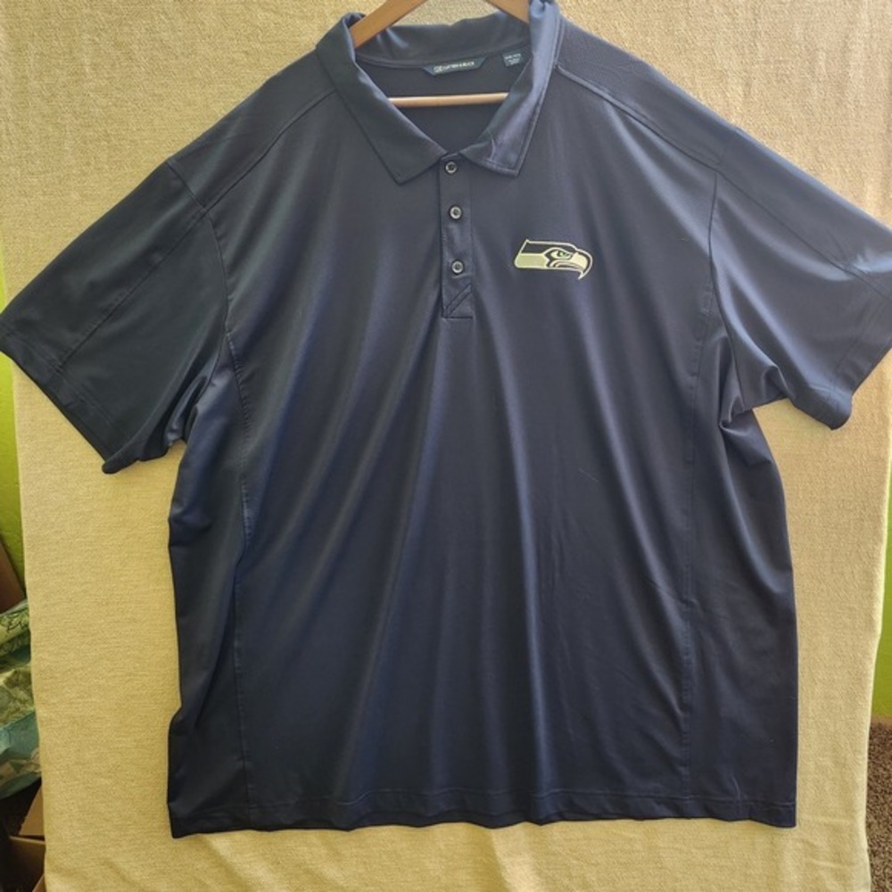 Cutter & Buck Seattle Seahawks Mens 4XB Polo Shirt Navy Blue NFL Performance